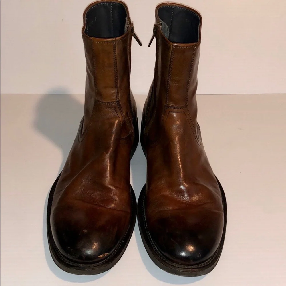 Adam Derrick To Boot New York Chocolate brown ombré Captoe leather boots size 8
